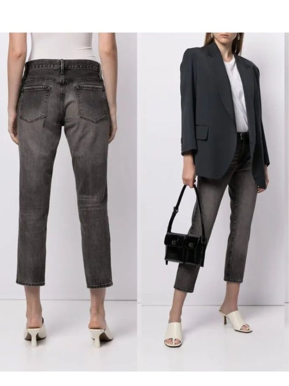 FRAME - Le Nouveau High Waist Crop Straight Leg Jeans | Size 26 | Haynes Gray - Picture 4 of 16